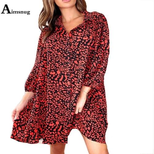Plus size 3xl Women Sexy Chic Dress Summer Casual Red Leopard Print Beach Dresses Ladies Turn-down Collar Bohemian Dress Femme