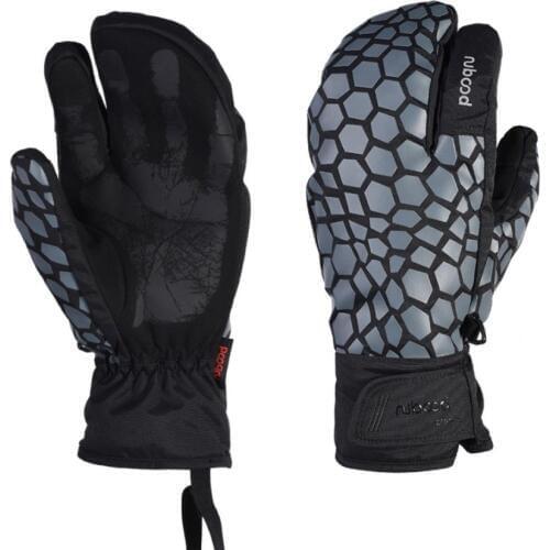 Boodun Fission Print Winter Thermal Unisex Ski Glove Touchscreen 3 Finger Waterproof Sport Mitten Snowboard Skiing Bike Cycling