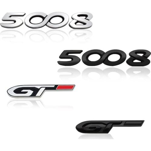 3D Metal Sticker GT Emblem Decoration Rear Trunk stickers For Peugeot 5008 Car Styling