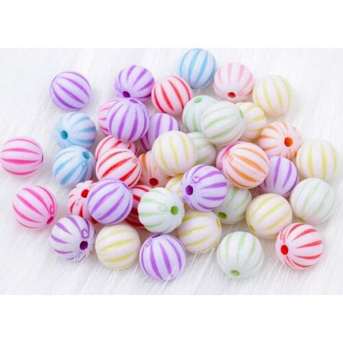 50/100/200Pcs 10mm Mixed Color Acrylic Beads Stripe Round Ball Loose Spacer Beads for Jewelry Making Diy Jewelry Accessories