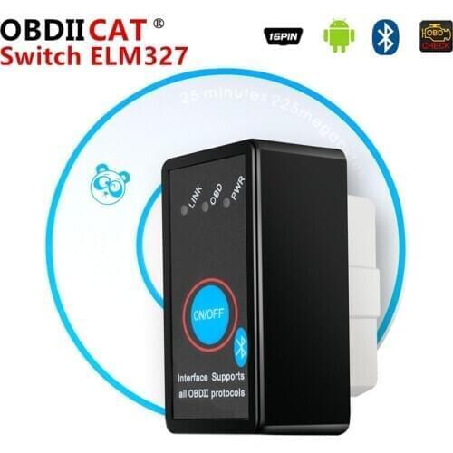 50/100PCS DHL ELM327 V2.1 ELM 327 Bluetooth Mini OBD2 Code Reader With Power Switch For Android Windows Car Diagnostic Scanner