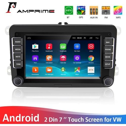 AMPrime Android 9.1 2 Din GPS Stereo Radio 7'' Capacitance Touch Screen Car MP5 Player With FM Radio Receiver For VW Golf Skoda