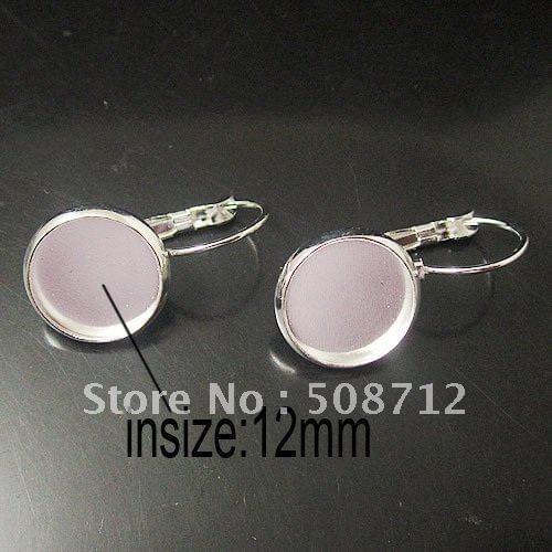 Free shipping!!!200pcs/lot French Lever back earring base,Cabochon Settings , earring blank ,flat round 10mm