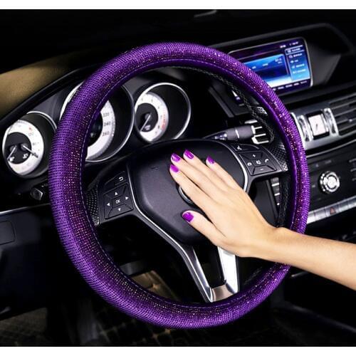 Car Steering Wheel Covers Colorful Crystal Full Diamond with Rhinestone Steering wheel Cover Exquisite Universal Handlebar Cover