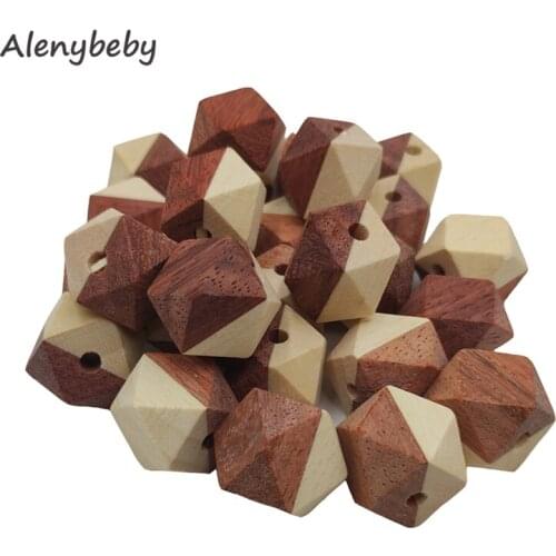 14mm/18mm Wooden Teether Octagonal Hexagon Beads DIY Pacifier Chain Necklace Bracelet Baby Teething Beads Accessories Toys