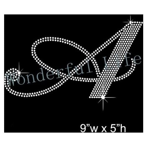 Free shipping hotfix heat Transfers Design Motif Iron on A letter white crystal made in China factory
