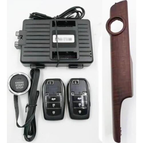For Toyota PRADO year 2012 to 2017 Car Add push button start stop remote control and PKE Keyless Entry system with wood color