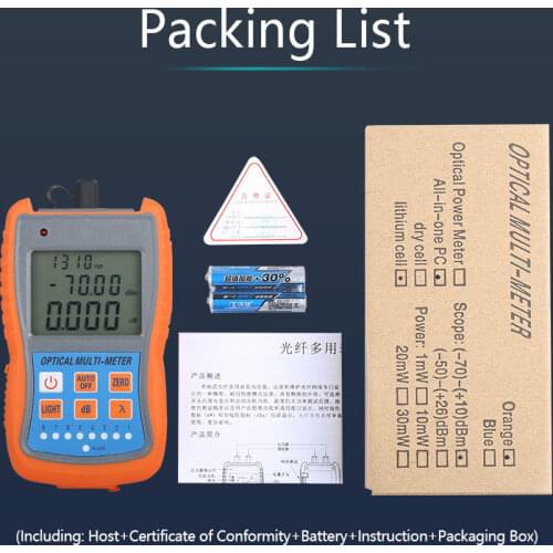 FTTH Mini Optical Power Meter AUA-G70A/50A OPM Fiber Optical Cable Tester -70dBm~+10dBm SC/FC/ST Universal interface Connector