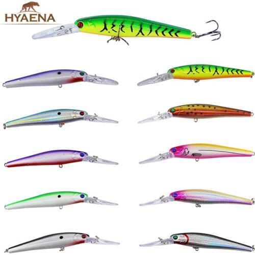 Hyaena 10pcs Hard Fishing Lures Fishing Floating Artificial jigging ice Fishing Lure Saltwater Hooks Bass Deep Diver Minnow