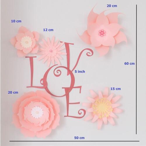 Cardstock Baby Pink Fleur DIY Paper Flowers Letter Kit 4 Nursery Wall Deco Baby Shower Girls Room Birthday Backdrop