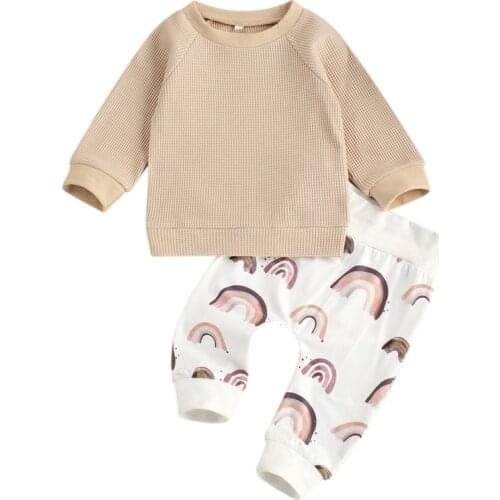Baby Boy Girl Clothes Sets Spring Autumn Newborn Baby Girl Clothing Long Sleeve Tops+rainbow Pants Outfits Casual Baby Pajamas