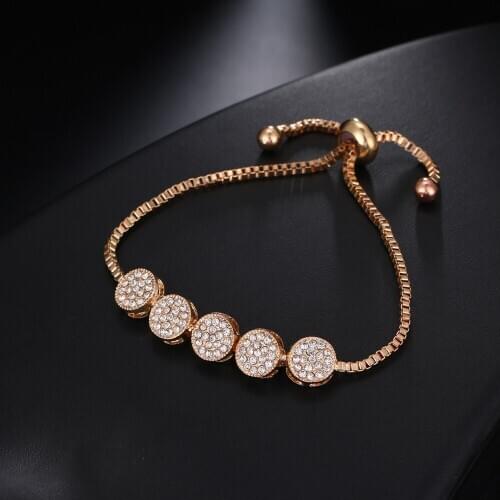 Hot sale jewelry with European and American simple five round bracelet inlaid crystal bracelet for charm women gifts