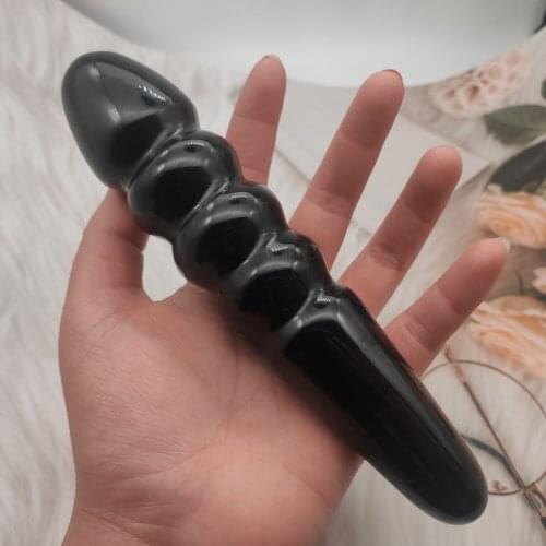 18cm length Natural black obsidian Crystal Stone Face Massage Stick/ Yoni Wand Slim Facial relax Stone Massage & Relaxation
