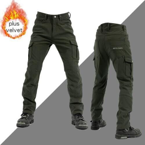 Motorcycle plus velvet riding pants, high waist, slim stretch, casual and comfortable motorcycle off-road riding pants, anti-fal