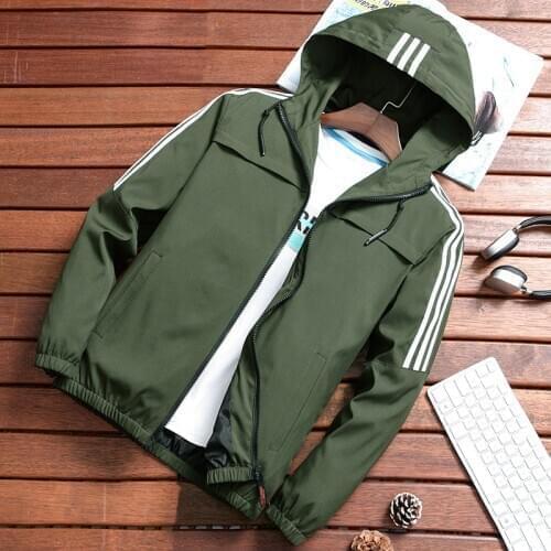 Mens Casual Striped Bomber Jacket Men 2020 New Trend Hoodie Baseball Collar Streetwear Coat Male Fashion Windbreaker Jackets