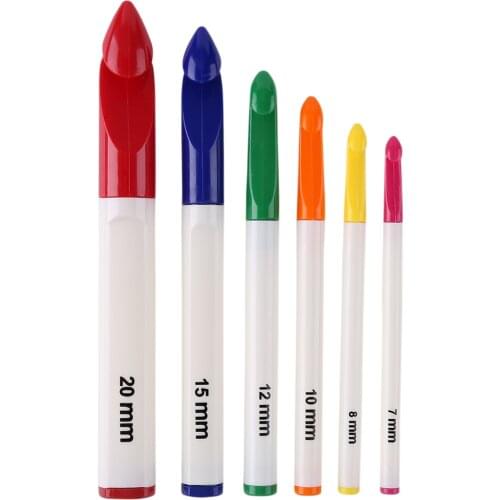 6Pcs Crochet Hook Circular Knitting Needles Set Aluminum Home Art Craft Tool DIY Soft Plastic Handle Weaving Sewing Crafts