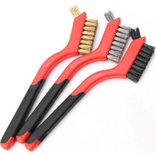 3pcs Wire Brush Set Steel Metal Brass Nylon Cleaning Polishing Rust Brush Metal Cleaning Grinder Fitter Machine Cleaner