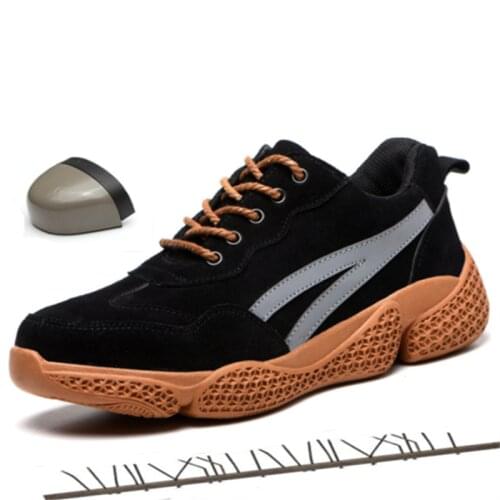 Puncture-Proof Safety Shoes Indestructible Waterproof Non-slip Steel Toe Work Shoes Outdoor Retro Designer Shoes Men Boots