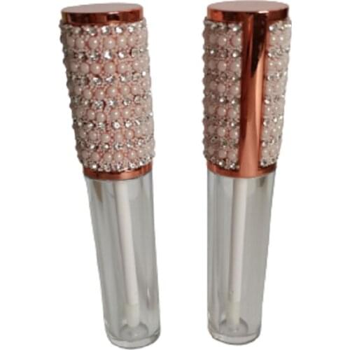 New Arrival Empty Round Lip Gloss Tube With Elegant Diamond Cap Clear Plastic Cosmetic Container Lipgloss Packaging Bottle 50pcs