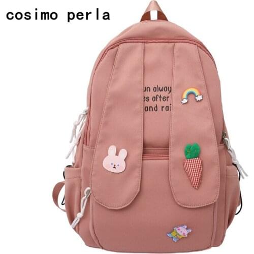 New INS Japanese Rabbit Ears Schoolbag Cute Girl Junior and High School Students Backpack Female Fashion Daypack Nylon Mochilas