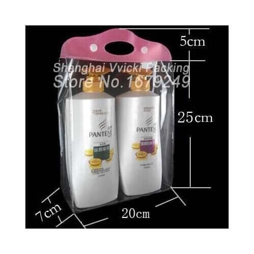 Wholesale20X25X7CM Pink Transparent PVC Makeup Bag High Quality Beautician Waterproof Cosmetic Bag Handbag200pcs/lot