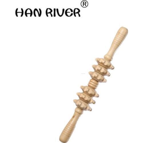 Ecru six yoga meridian thin shaft rod body massage stick rolling back massage lamented the waist neck leg wooden massager