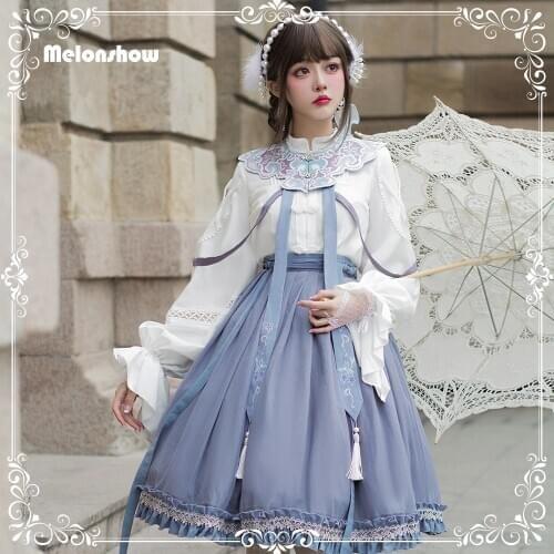 Melonshow Chinese Style Dress Sweet Lolita Dress Plus Size Victorian Dress Women Vestido Lolita Kawaii Dress Cute Lolita Skirt