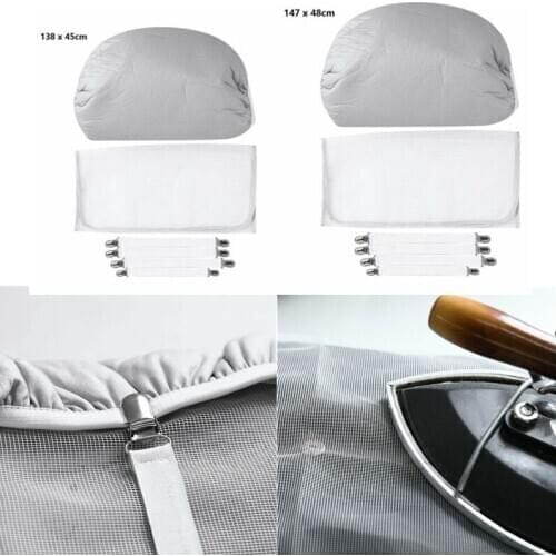 Resists Scorching Staining Ironing Board Cover and Elasticized Edges and 4Pcs Fasteners and Large Protective Scorch Mesh Cloth
