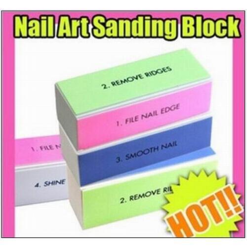 Protable Beauty nail salon series 4sides nail art sanding block buffer sponge emery board for nail tips polishing compound foam