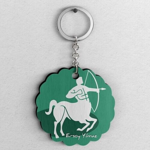 Personalized Custom Sagittarius Sign Design Wood Keychain-A1