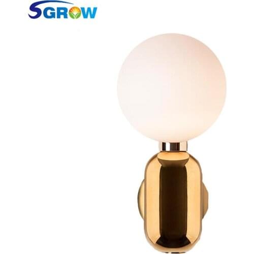 SGROW Glass Ball Lampshade Light Fixture Wall Lamp Modern Metal Base LED Lampara de techo for Bedroom Kitchen Dinning Room Light