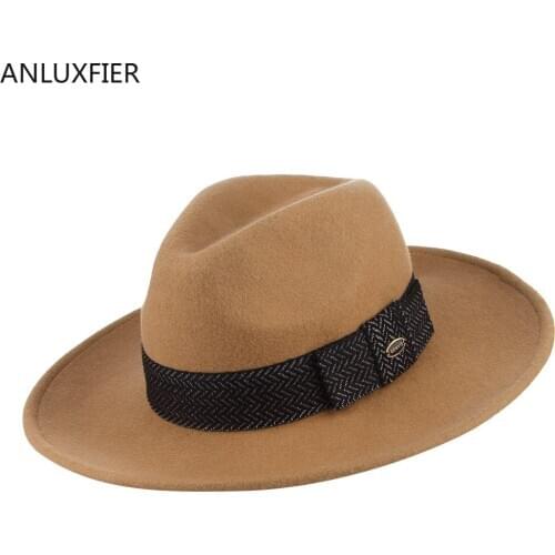 Winter New British Wool Fedora Hat Women Men Vintage Elegant Fedoras Cap Lady Church Party Formal Occasion All-match Hats H7184