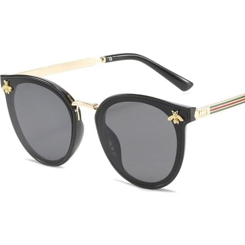 Retro round frame bee sunglasses European and American fashion trend sunglasses female cross-border sunglasses male