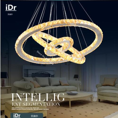 Modern 3 Ring oval LED K9 Crystal LED Pendant Lights Crtstal lamp Restaurant lights