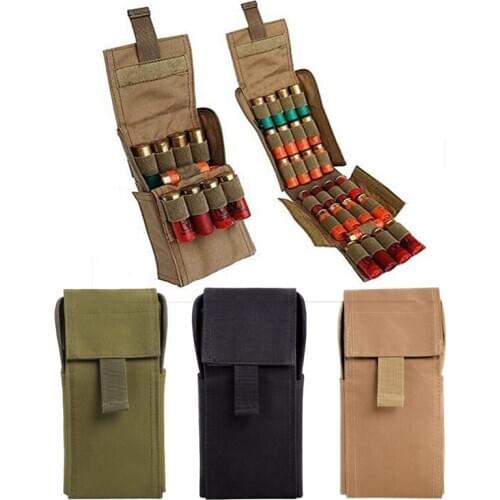 Tactical 25 Rounds Shotshell Pouch Holder Compact Foldable Shotgun Reload Ammo Mag Bag Quick Access Shotgun Shell Carrier
