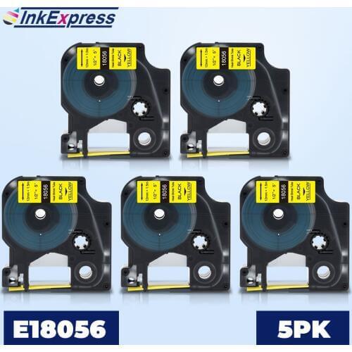 5PK 18056 Label For Rhino 18056 IND Heat Shrink Tube Label 18056 Industrial Tape 12mm For DYMO Rhino 4200 5200 6000 Label Maker