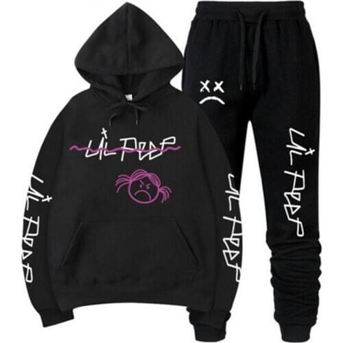 RIP Lil Peep Hoodie Sweatshirt Sets Men/Women Winter Warm Fleece Hoodies Sweatshirts+Sweatpants Suits Hip Hop Pullover Hooded