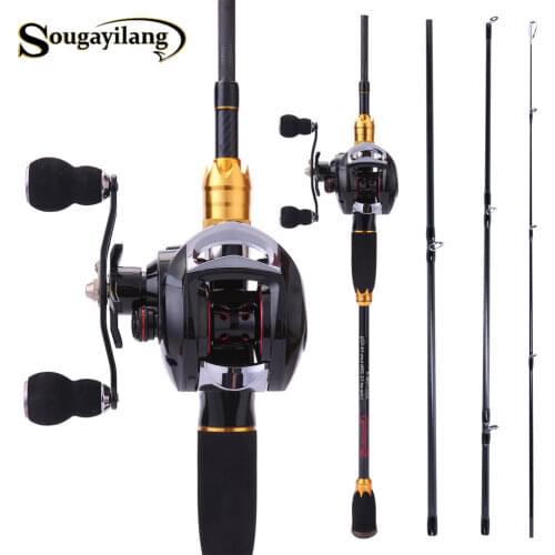 Sougayilang 1.8-2.1m Fishing Rod Set Baitcasting Fishing Rod and Reel Travel Portable Fishing Tackle for Freshwater Saltwater