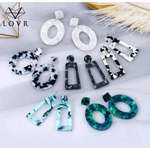 LOVR Vintage Leopard Big Acrylic Drop Earrings 2019 for Women Fashion Long Camouflage Design Statement Dangle Earring Jewelry