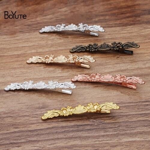 BoYuTe (30 Pieces/Lot) 7*78MM Stamping Flower Plate Welding 60MM Hair Clips Vintage Hair Accessories Diy Handmade Materials