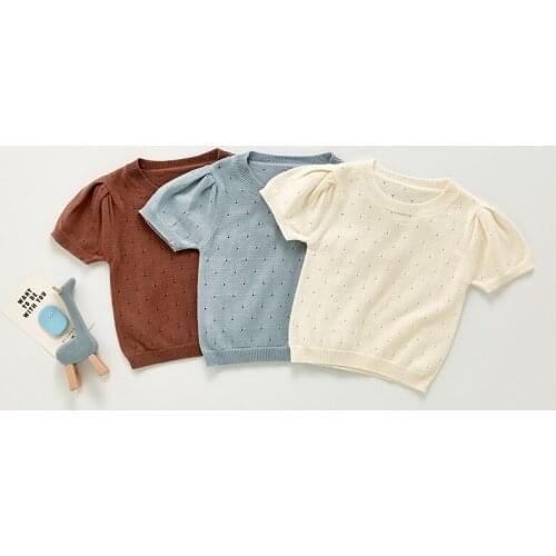 Knitted Newborn Boys Girls Top Set New Arrival BabyT-shirt And Shorts Hollow Out Baby Clothes Set Outfit Short Sleeve Cotton