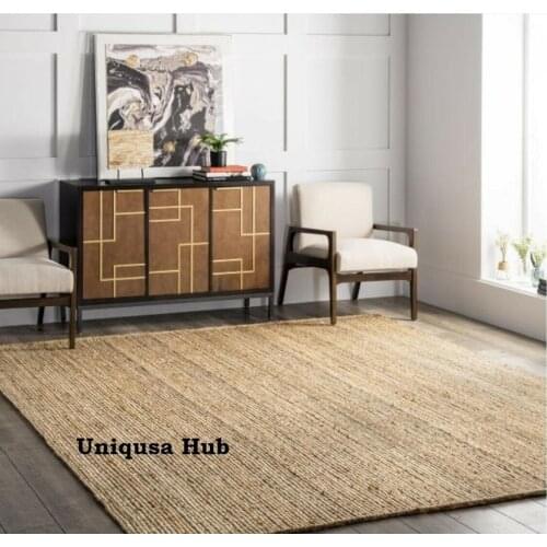 Protective Floor Mat Jute Rug Natural Handmade Modern Look Runner Braided Style Reversible Area Rugs