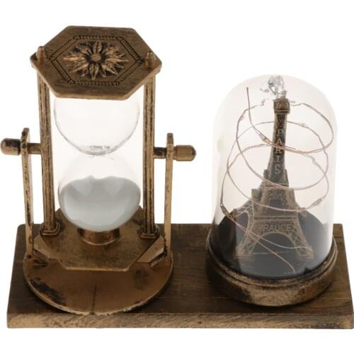 Iron Tower Glow Star Lights Hourglass Timers Desktop Decorative Ornament- 125x155mmRetro Style