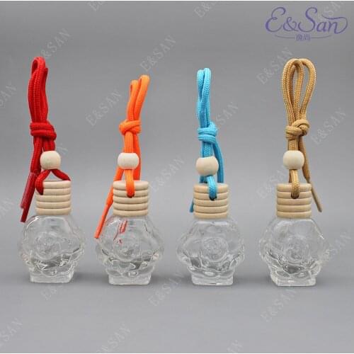 FM085-10ML Rose Shape Car Hanging Aromatherapy Car Glass Pendant Perfume Bottle 100PCS/LOT