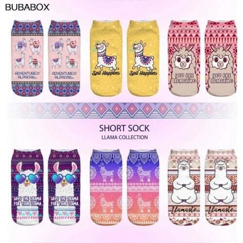 3D Digital Printing Alpaca Female Socks Adult Invisible Socks Magic Socks Ankle Socks 3D Printing Socks For Female