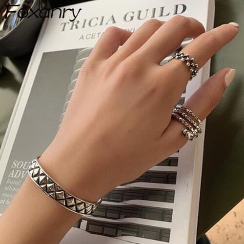 Evimi Vintage Punk 925 Sterling Silver Snake Rings for Women New Fashion Simple Beads Hollow Geometric Party Jewelry Gifts