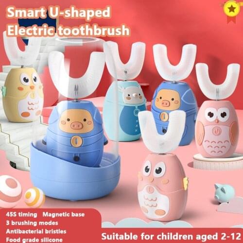 U 360 Degrees Children Sonic Electric Toothbrush Cartoon Pattern USB Charger Silicone UV Sterilization Xiomi Kids Tooth Brush