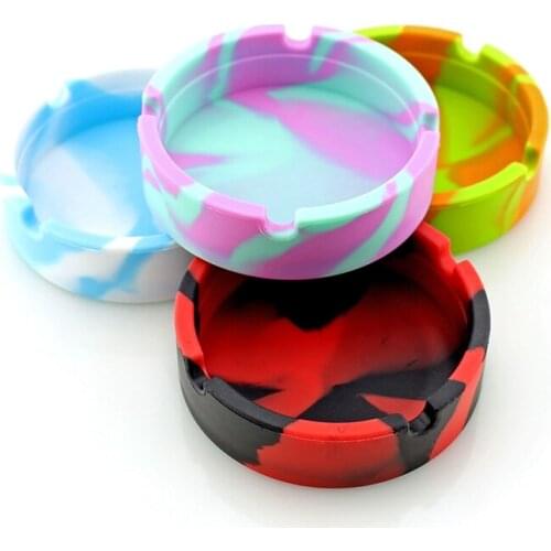 1pc Silicone Ash Tray Round Silicone Ashtray Resistant Use Ashtray Ash Holder Smoking Home Office Accessories For Army Green