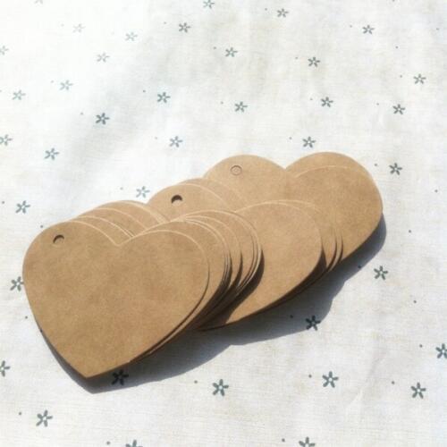 200Pcs/Lot 6.5*5cm Blank Brown Kraft Paper Marked Blank Card Hand Draw Tags Labeled Card Peach heart lace DIY Handmade Lables