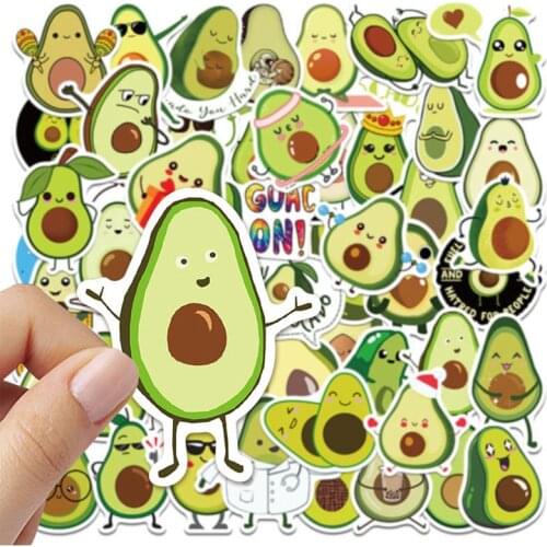 50PCS/Pack Creative Small Fresh Cartoon Avocado Stickers Graffiti Laptop Luggage Hand Account Decoration Sticker Toy
